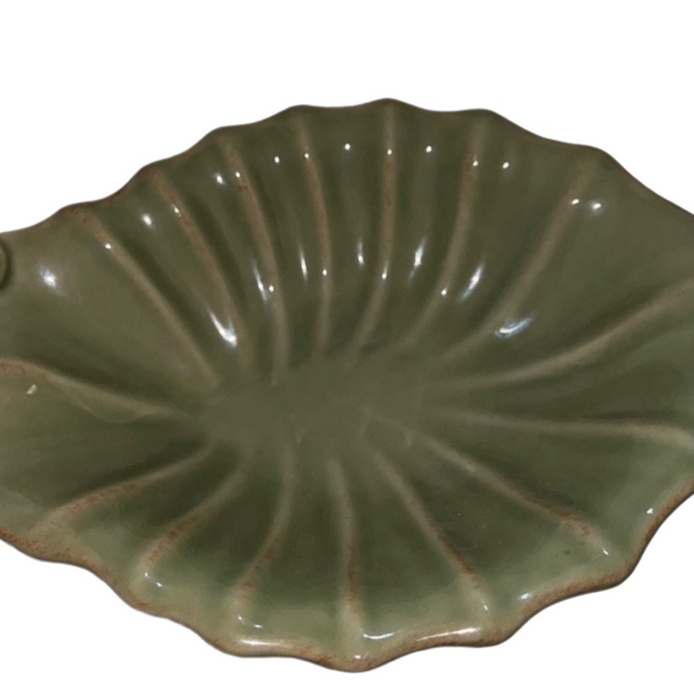 Mid Century Modern Beautiful Green Casa Stone Casafina Port Stoneware Shell Dish